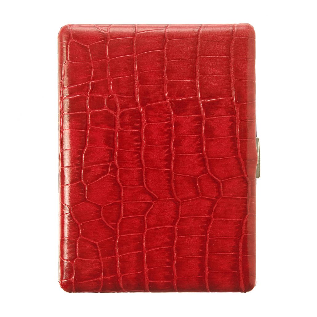 Tsubota Pearl Cosmos Croco Cigarette Case – Red - Image 2