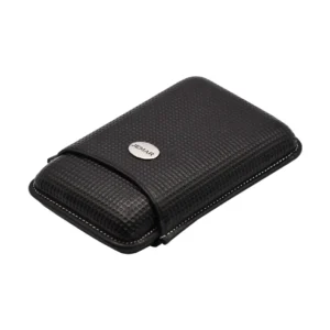 Jemar Black with Metal Badge Leather Cigar Case – 3 Robusto