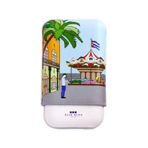 Elie Bleu Leather Cigar Case Casa Cubana Carousel – 3 Robusto