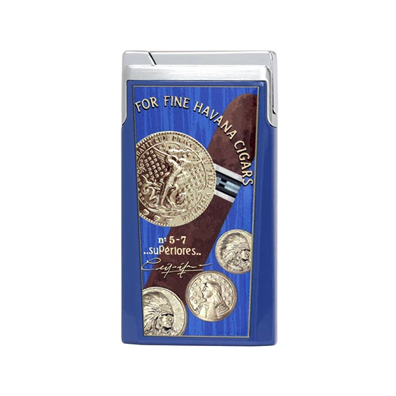 Elie Bleu Single Jet Flame Lighter ”Medals” – Blue