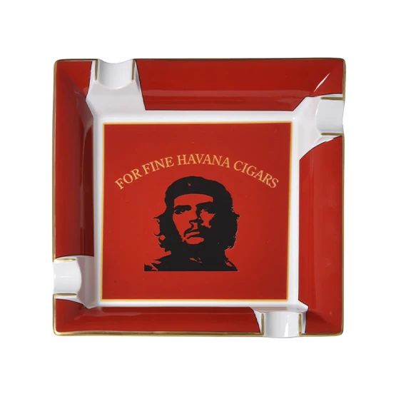 Elie Bleu Large Porcelain Che Ashtray (4 Cigars) – Red