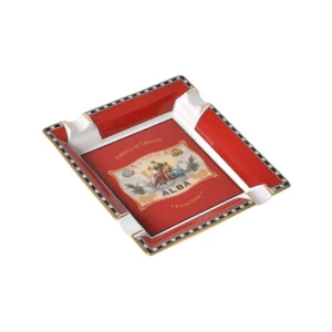 Elie Bleu Large Porcelain Flor De Alba Ashtray (4 Cigars) – Red