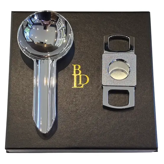 BLD Cigar Ashtray and Cigar Cutter Set – Polished Chrome