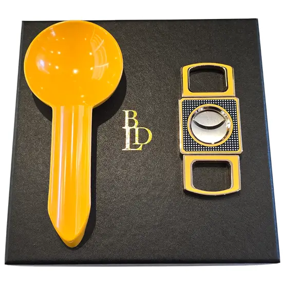 BLD Cigar Ashtray and Cigar Cutter Set – Yellow/Black