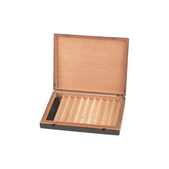 Carbon Fiber Effect Finish Humidor for 10 Cigars - Image 2