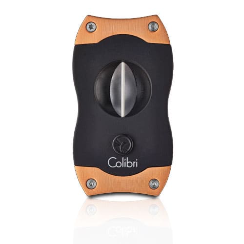 Colibri V-Cut Cigar Cutter – Black & Brushed Rose Gold