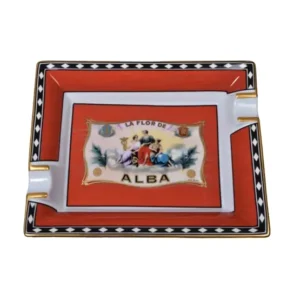Elie Bleu Small Porcelain Flor De Alba Ashtray (2 Cigar) – Red