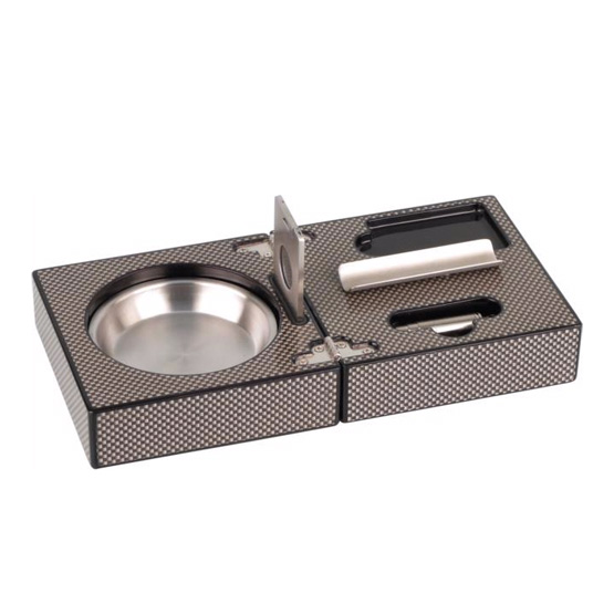 Folding Cigar Ashtray – Carbon Fiber Effect Finish