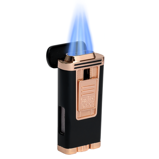 Palio Pro Polaris Triple Torch Cigar Lighter – Black & Rose Gold