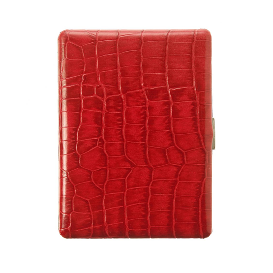 Tsubota Pearl Cosmos Croco Cigarette Case – Red