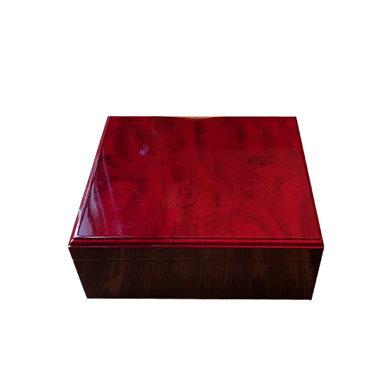 Red Wood Humidor for 75 Cigars with Boveda Seasoning Pack