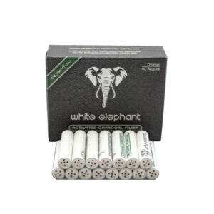 White Elephant 40 Activated Charcoal Pipe Filters 9mm – Single Pack