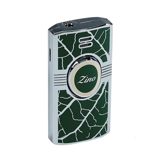 Zino Graphic Leaf Single Jet Flame Cigar Lighter – Green
